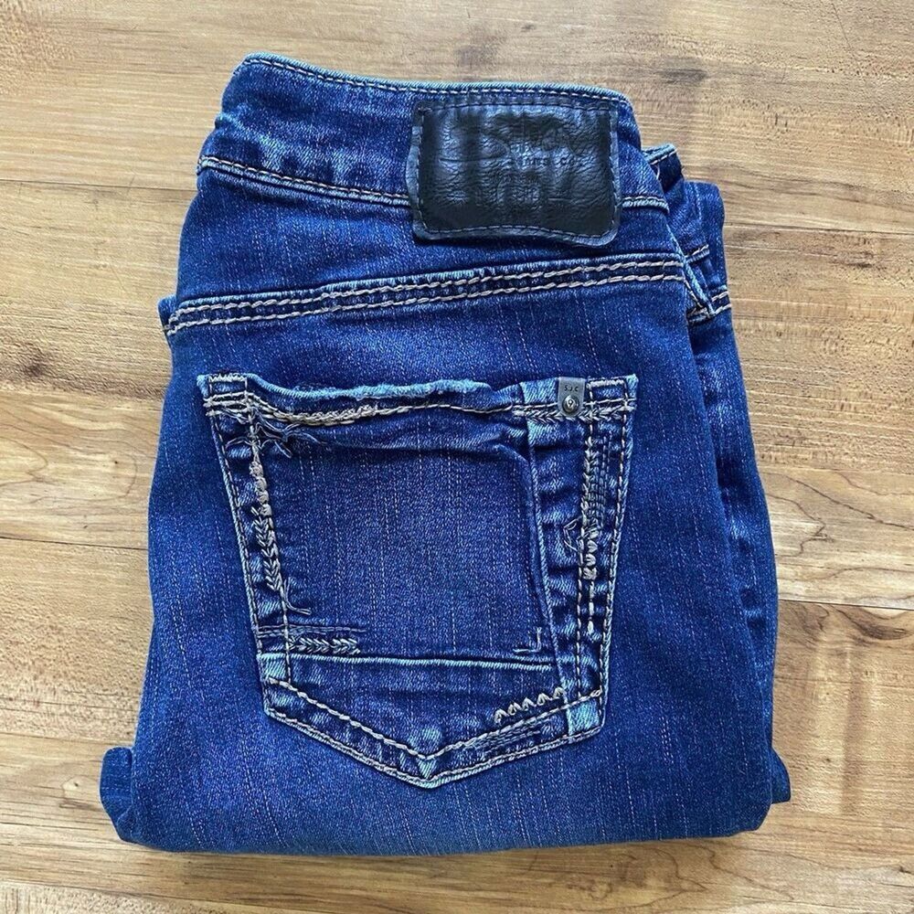 SILVER JEANS Womens 27x32 Avery Straight Leg Mid Rise Stretch Western Cowgirl
